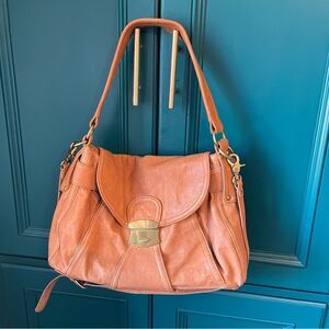 Kooba Large Leather Shoulder Bag Purse Tan / Crossbody